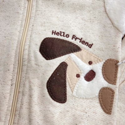 Conj. Jaqueta com Pelinho Hello Friend e Calça em Linho - Areia e Off White